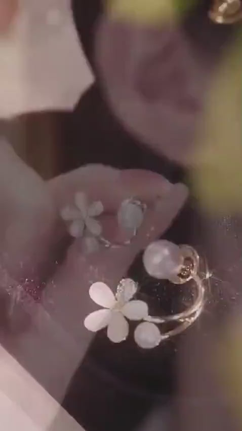 Flower Design Gold Plated Artificial Stones Earrings