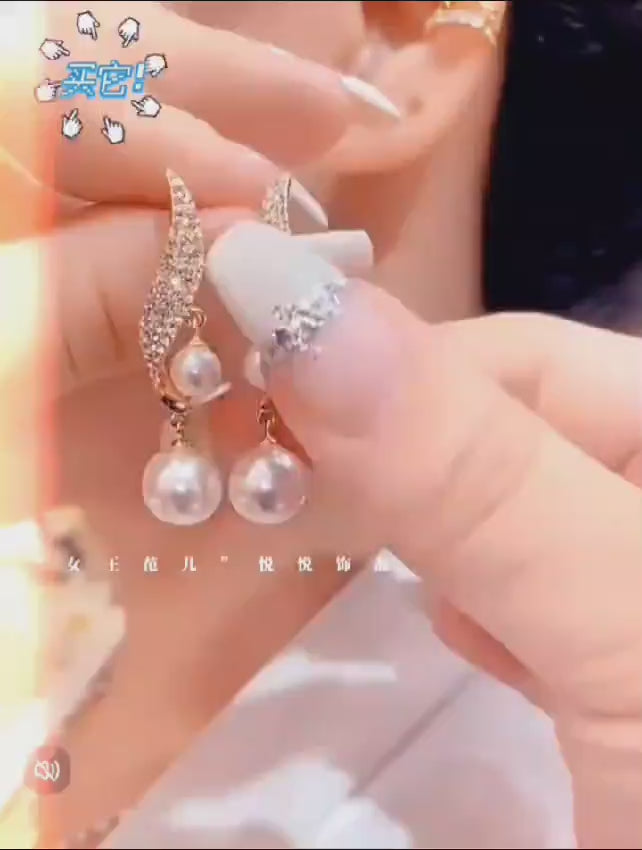 Charms Hanging Gold Plated Zircon Dangling Earrings