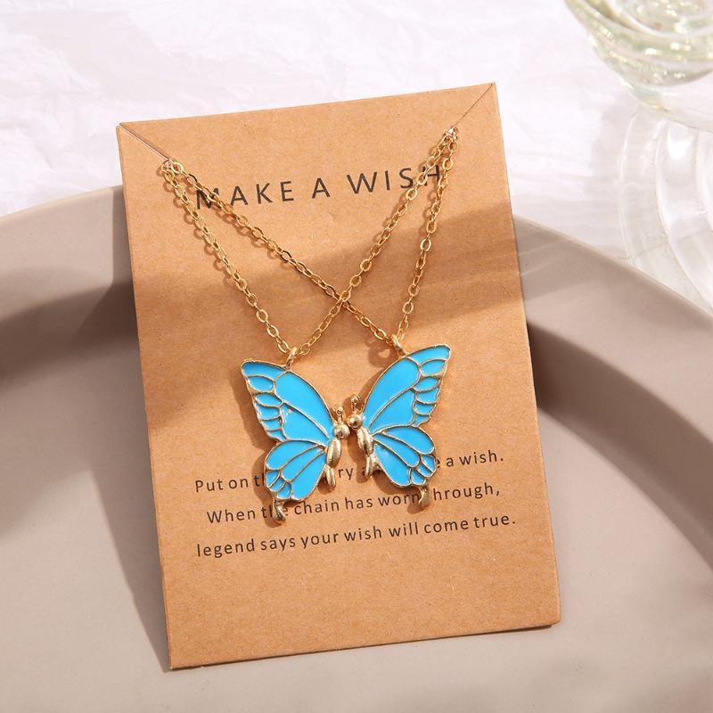 Adjustable Butterfly Design Necklace for Women - 1 Pc in Blue, White, and Pink
