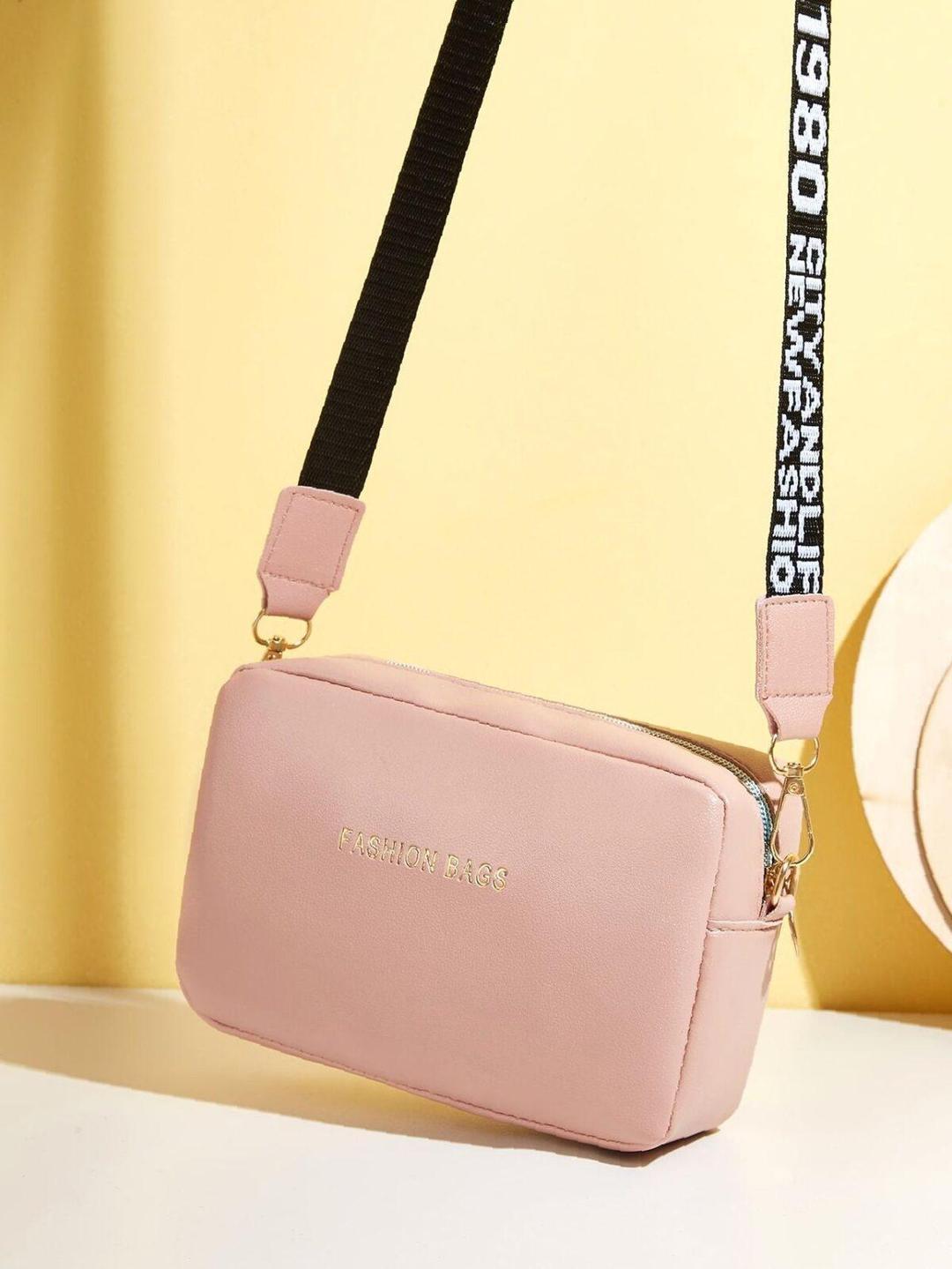 Chic Pink PU Leather Crossbody Bag for Girls - Minimalist Style