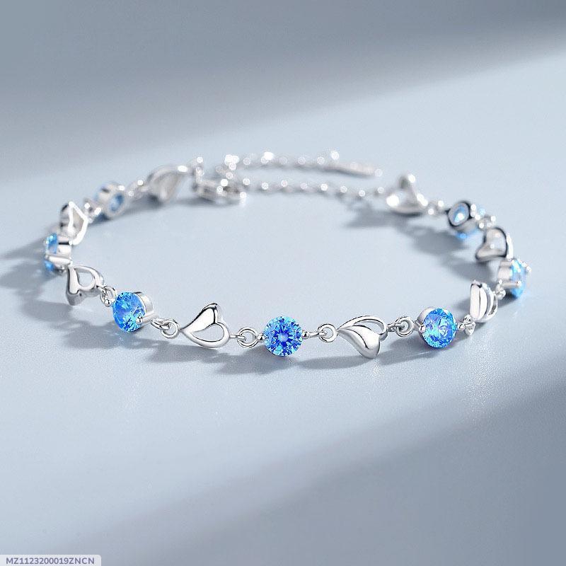 Sliver Plated Stone Charm Bracelet