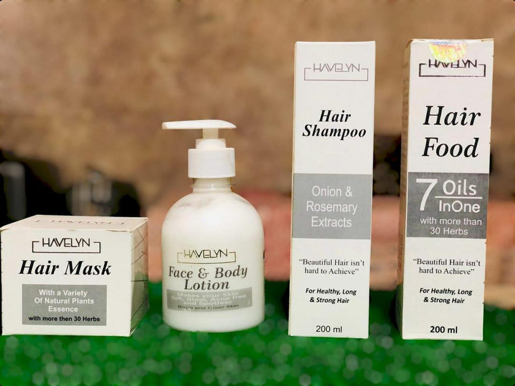 4 in 1 Bundle - Nourishing Body Lotion, Hair Food Oil, Hair Mask & Hair Serum - 4 Pcs