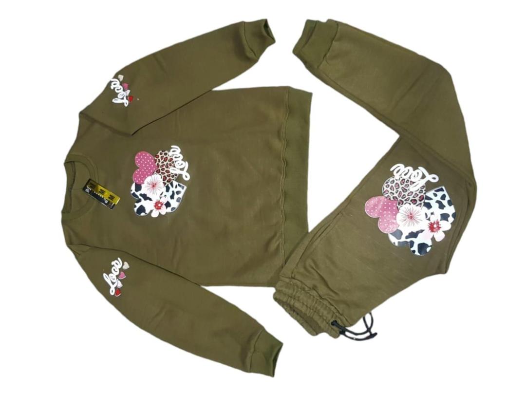 Stylish Girl's Printed Cotton Fleece Tracksuit - 2 Pcs