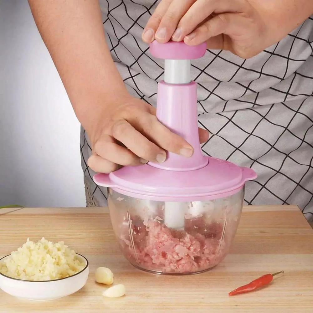 1 Pc Hand Push Manual Food Chopper- 2 Liter