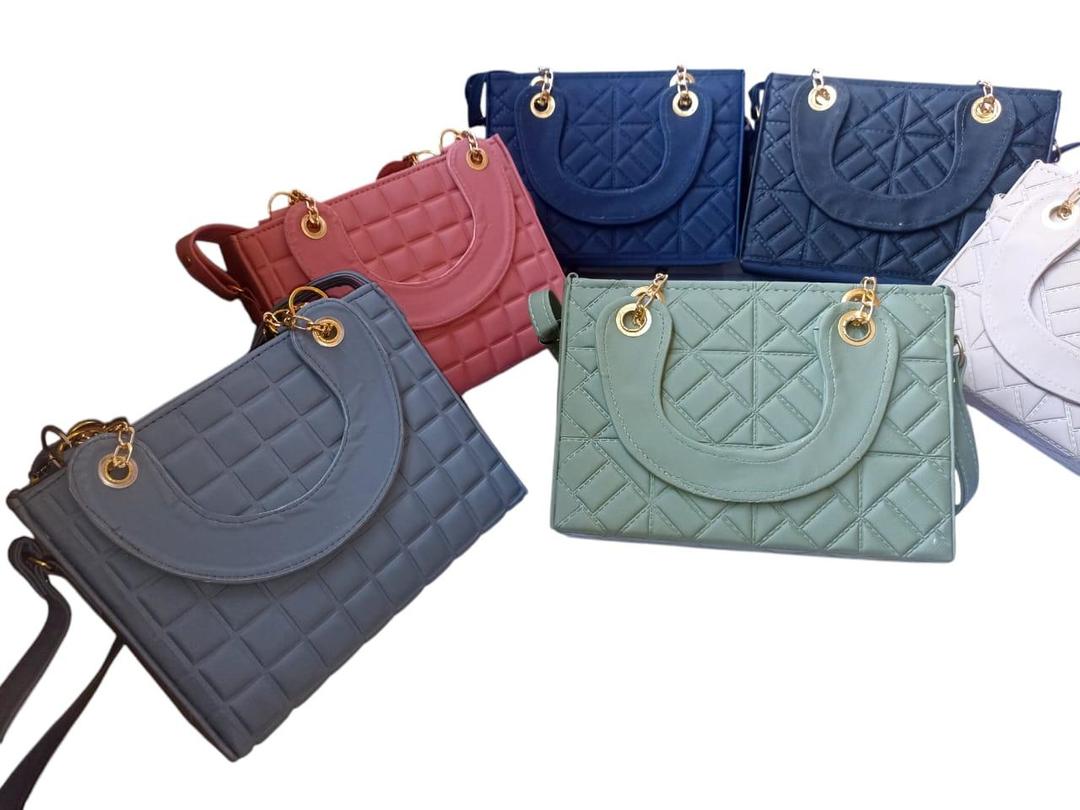 Stylish Women's Quilted PU Leather Hand Bag - 1 Pc in Multiple Colors