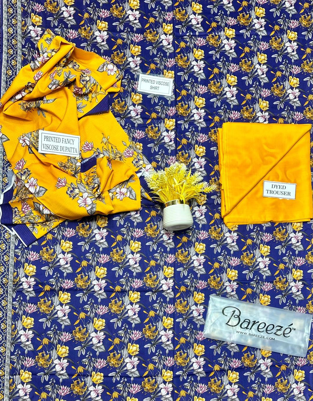 Stunning Viscose Printed Suit - 3 Pcs in Blue