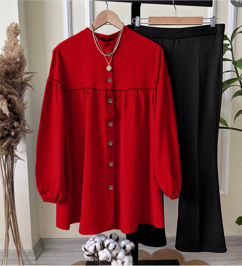Stylish Women's Stitched Georgette Shirt And Trouser Set - 2 Pcs