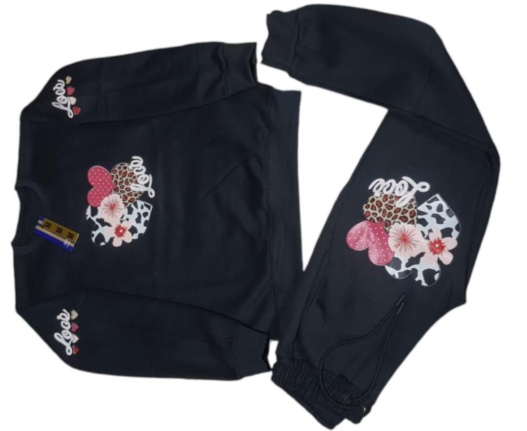 Stylish Girl's Printed Cotton Fleece Tracksuit - 2 Pcs