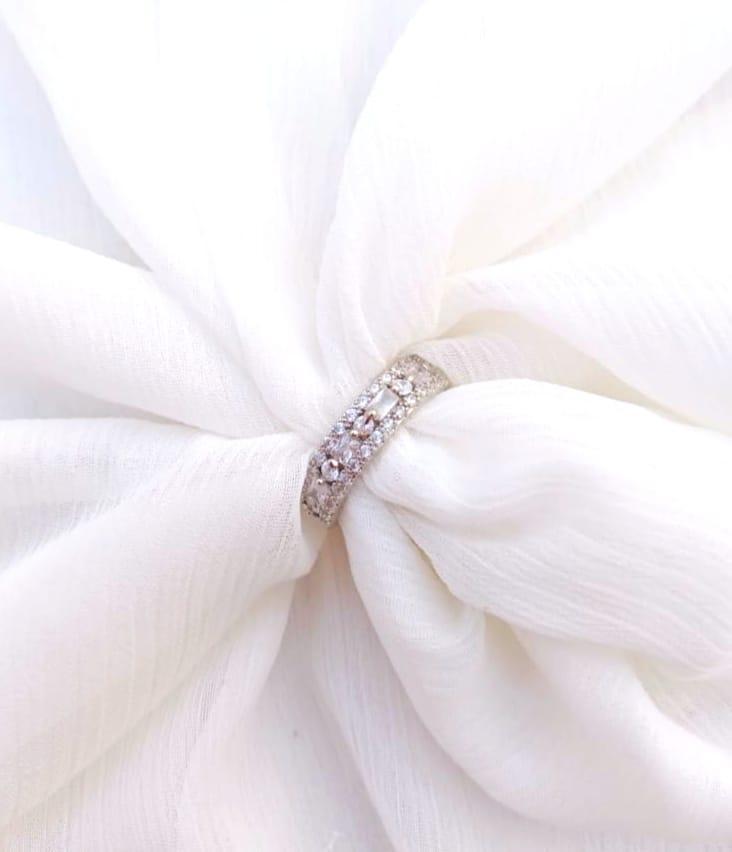 Silver Plated Crystal Adjustable Ring