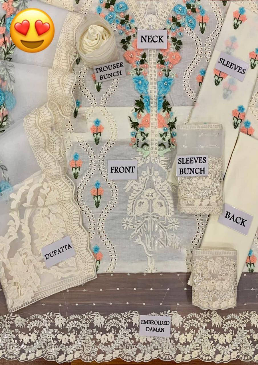 3 Pcs Women's Unstitched Embroidered Suit