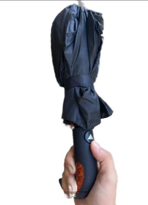 1 Pc Weather-Resistant Black Fiberglass Umbrella - Easy-To-Use Outdoor Companion