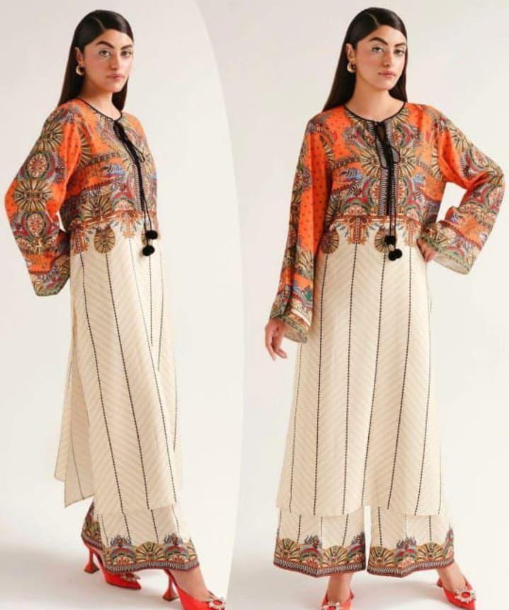 Stylish Women's Stitched Printed Shirt And Trouser Set - 2 Pcs