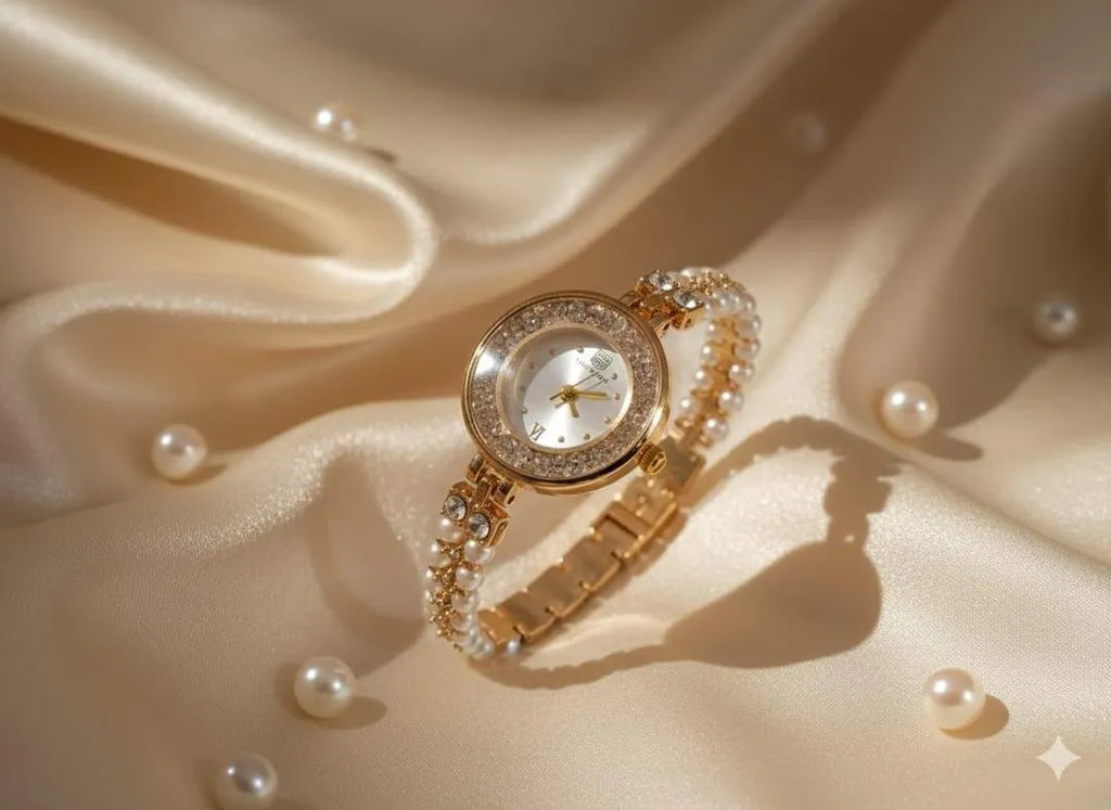 Chic Women's Quartz Bracelet Watch - 1 Pc Water Resistant Gold
