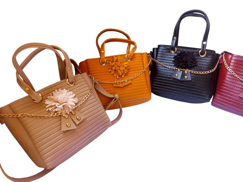 Stylish Women's PU Leather Textured Hand Bag - 1 Pc