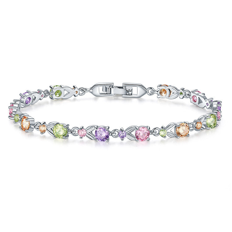 Multicolored Gemstone Bracelet for Women with Gold Plating