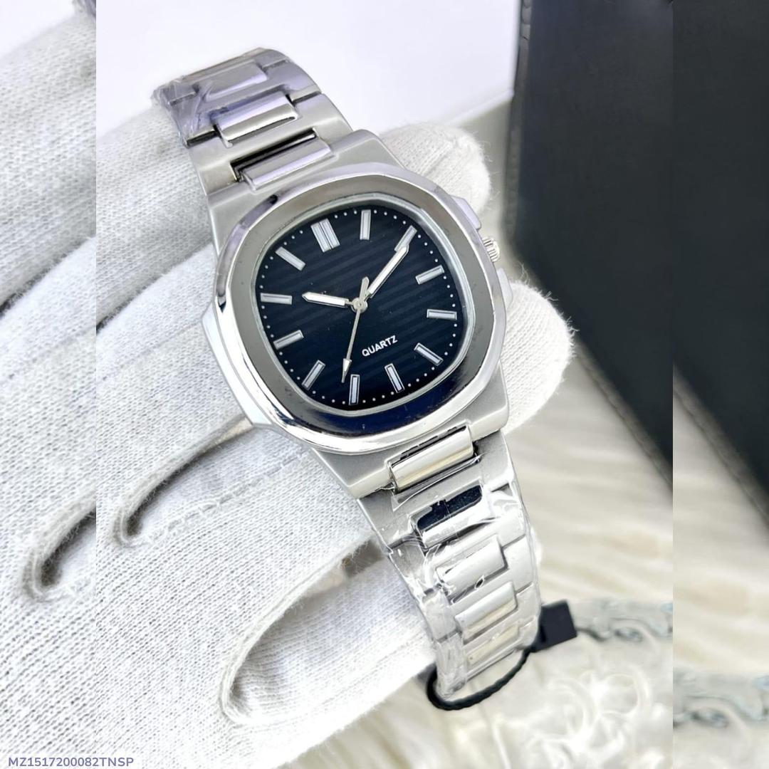 Men's Square Watch with Chain Strap - 1 Pc Quartz Movement and Water Resistant Design