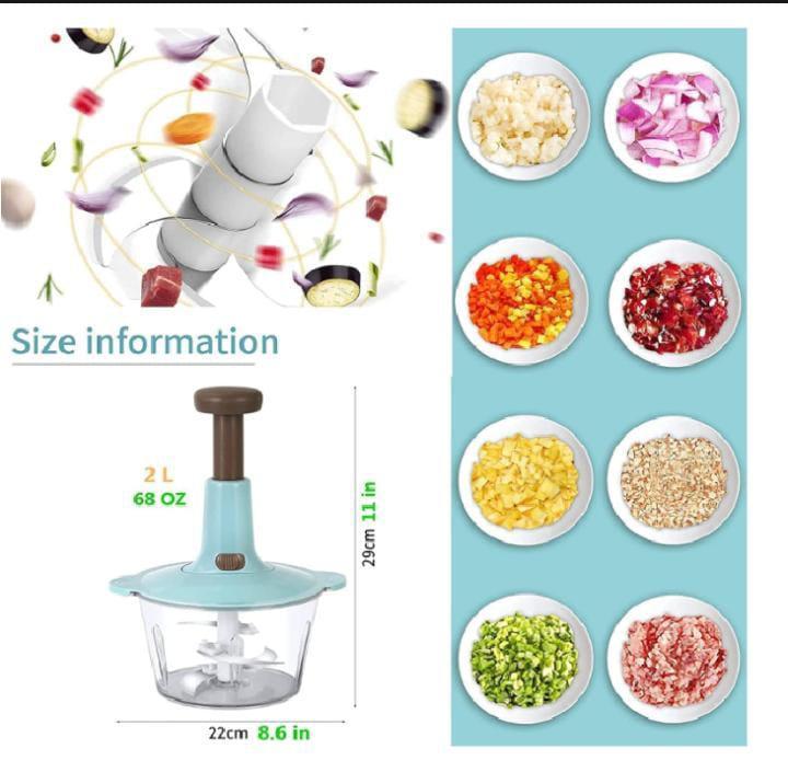 1 Pc Hand Push Manual Food Chopper- 2 Liter