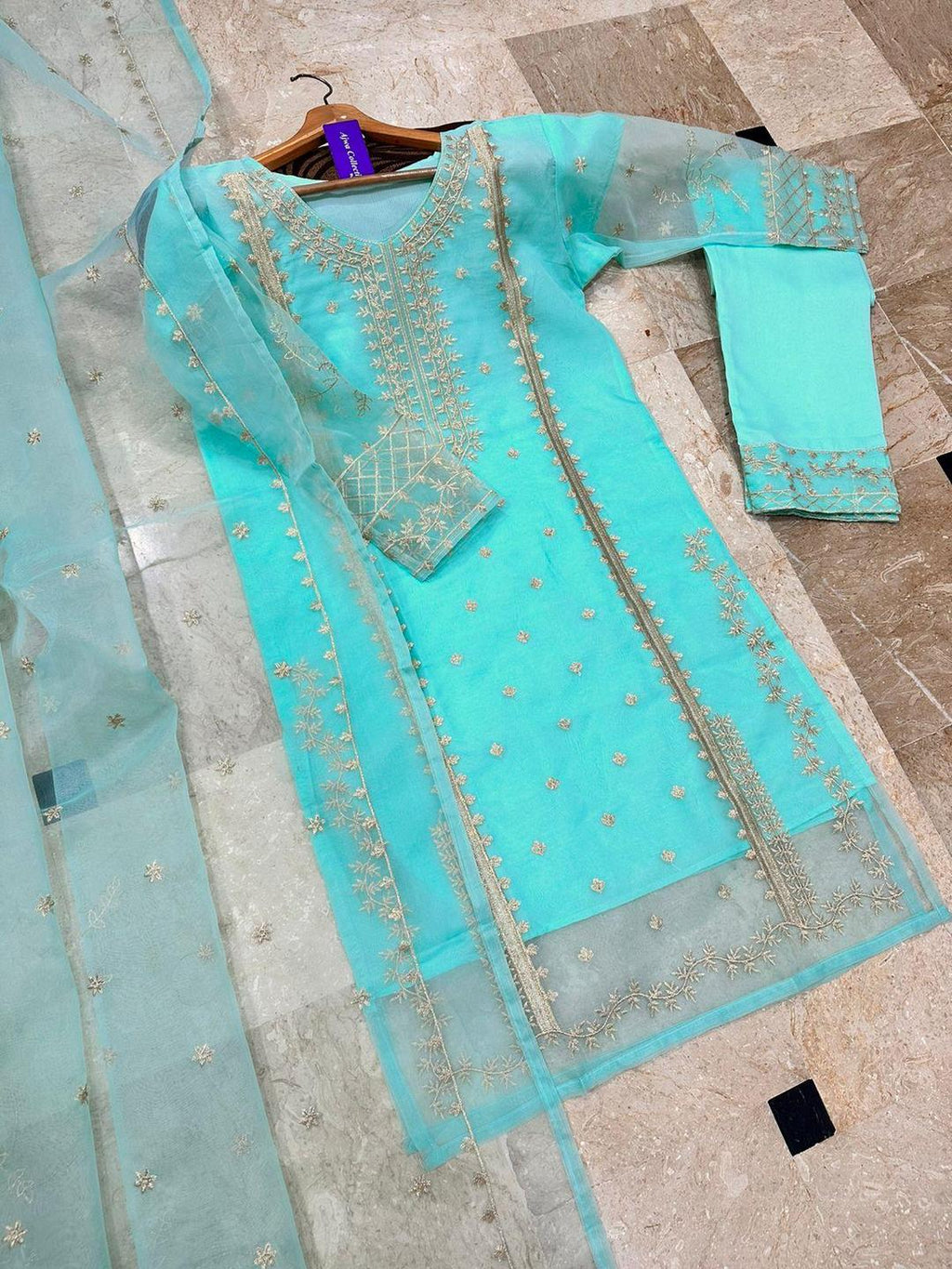 Elegant Women's Stitched Embroidered Suit Set - 3 Pcs