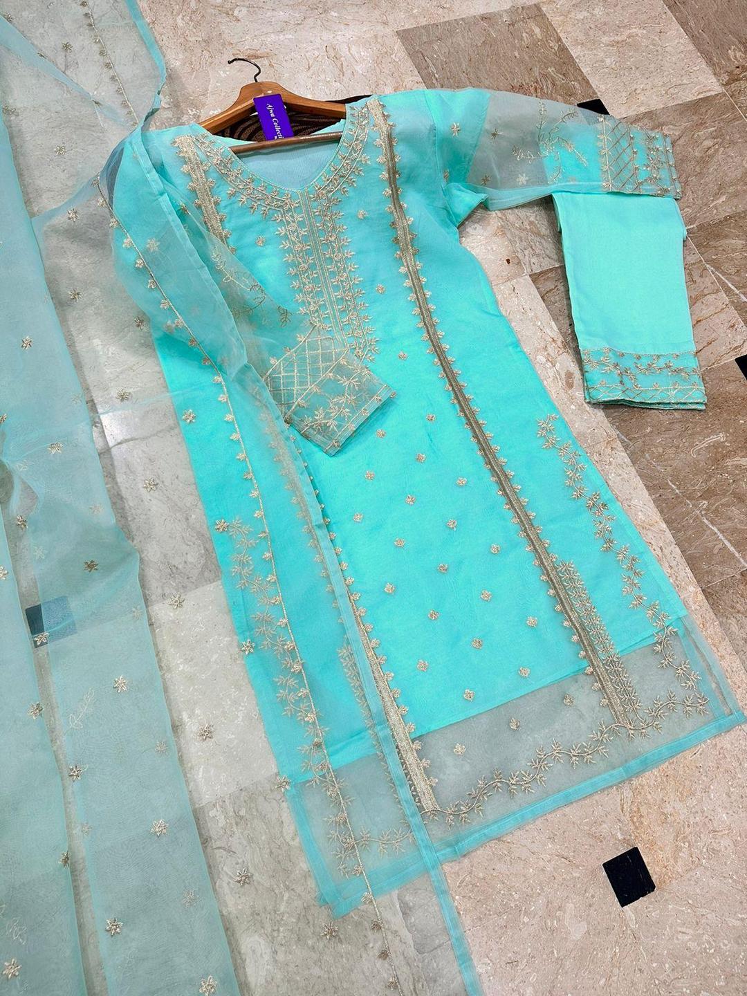 Elegant Women's Stitched Embroidered Suit Set - 3 Pcs