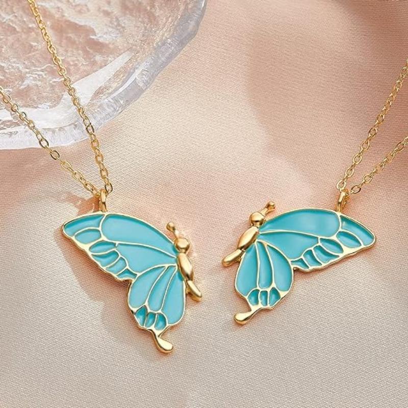Adjustable Butterfly Design Necklace for Women - 1 Pc in Blue, White, and Pink