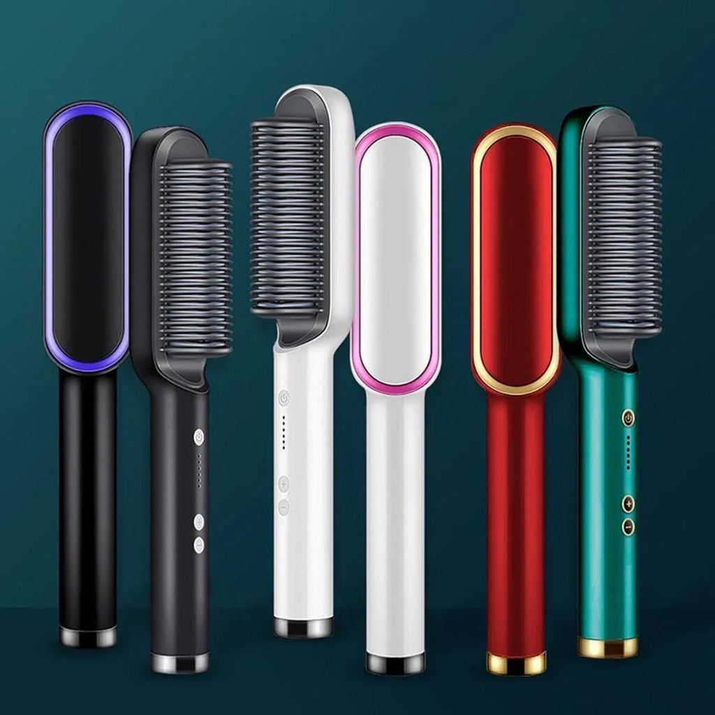 Electric Hair Straightener Brush with 5-Stage Heat Control