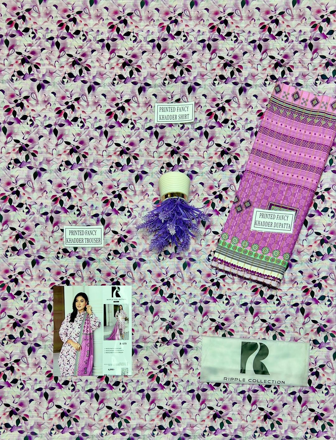 3 Pcs Women's Unstitched Khaddar Printed Suit