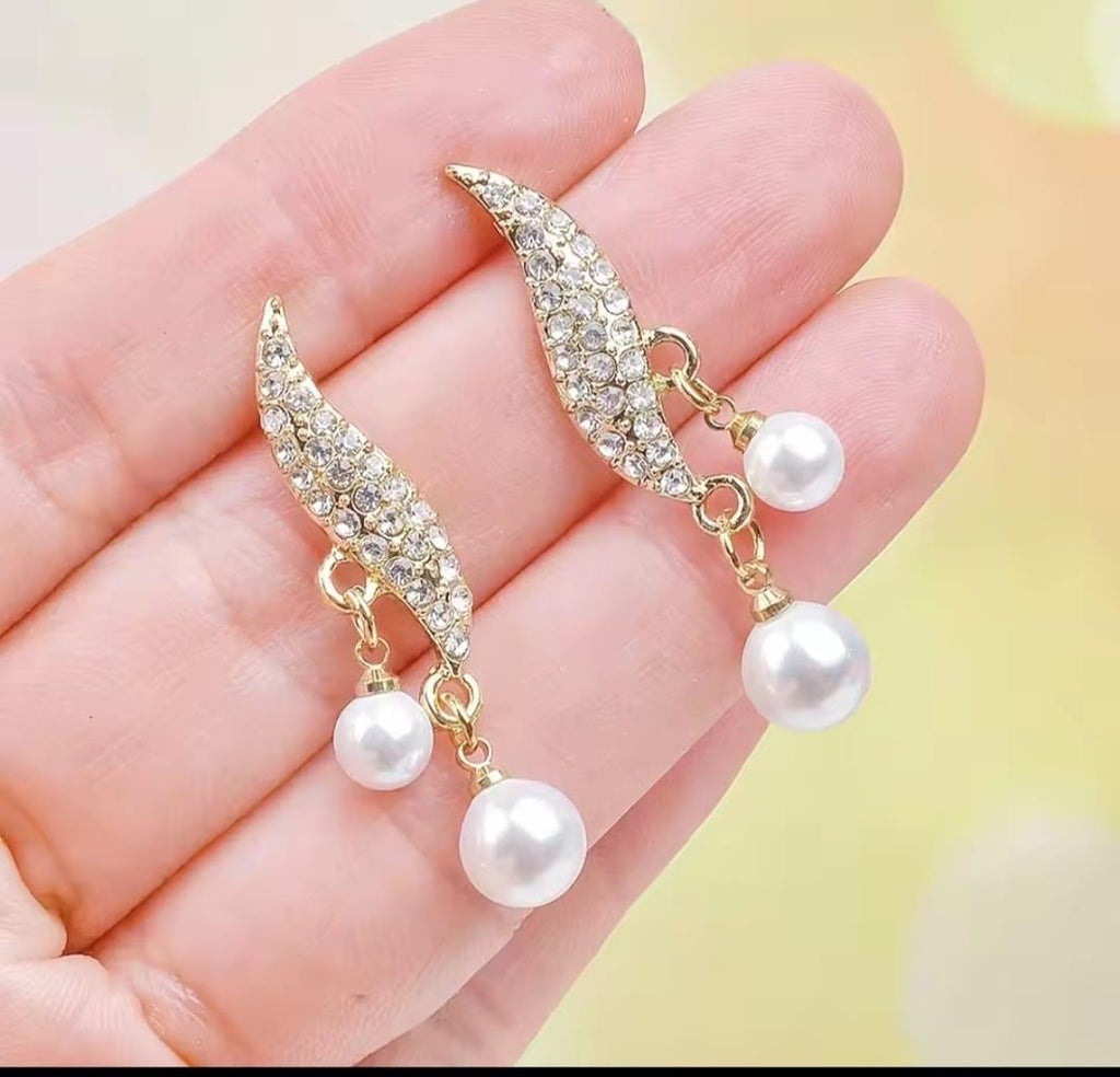 Charms Hanging Gold Plated Zircon Dangling Earrings