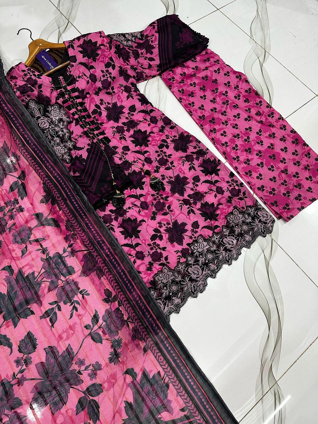 3 Pcs Women's Stitched Printed Suit