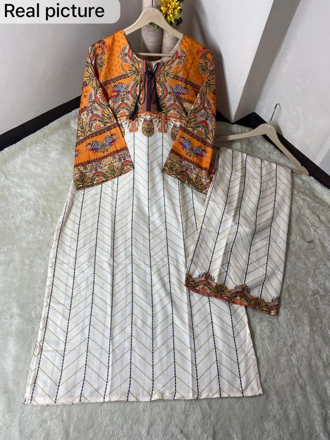 Stylish Women's Stitched Printed Shirt And Trouser Set - 2 Pcs