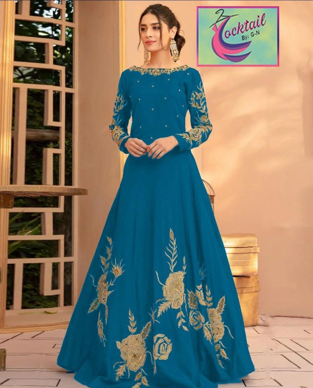 Embroidered Shamoz Silk Maxi Suit - Women’s Stitched 1 Pc