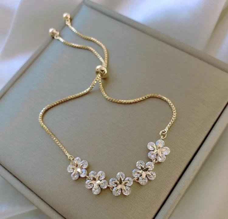 1 Pc Gold Plated Rhinestone Charm Bracelet