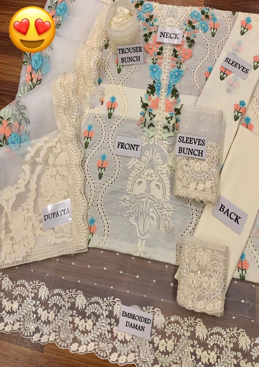 3 Pcs Women's Unstitched Embroidered Suit