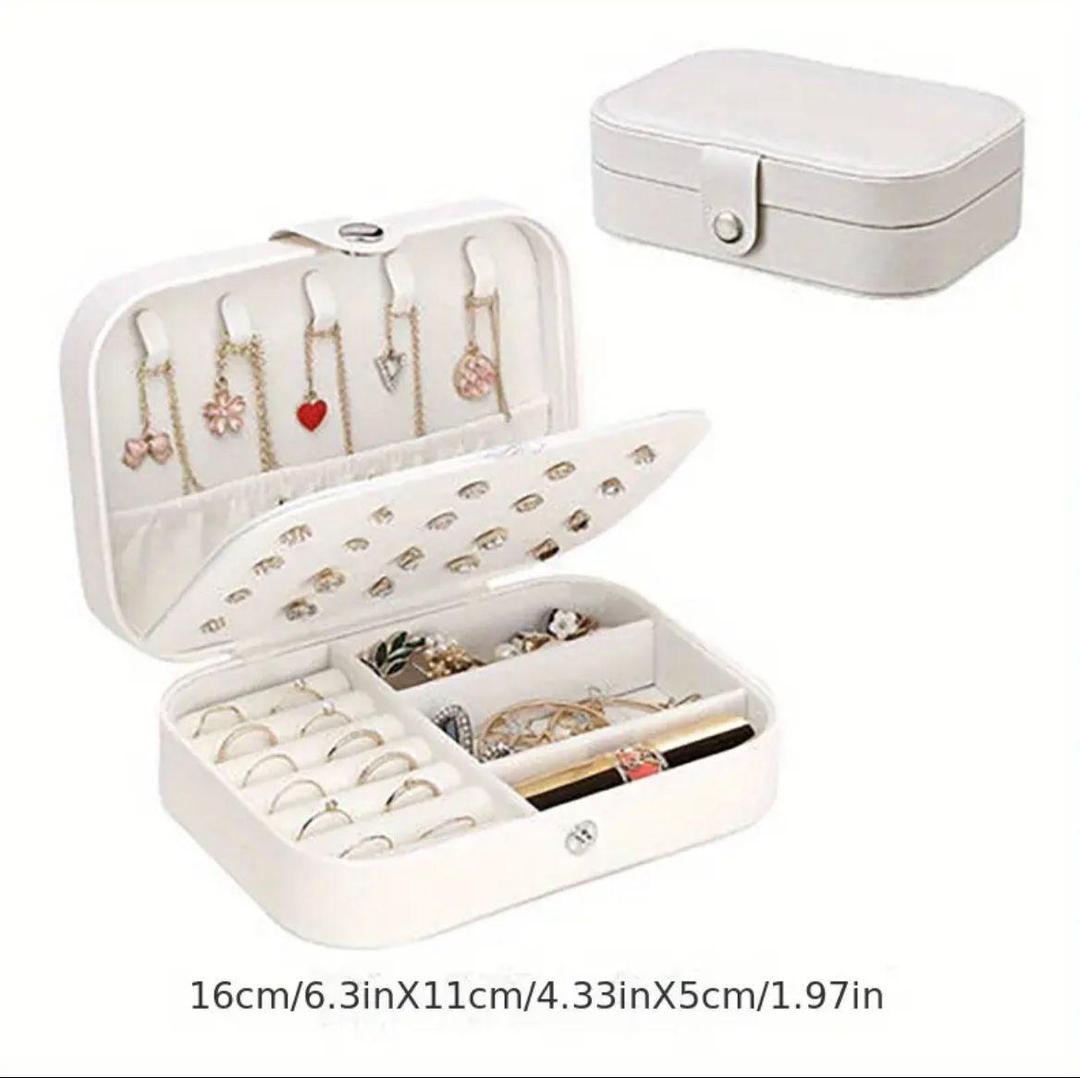 1 Pc White Faux Leather Organizer Jewellery Box