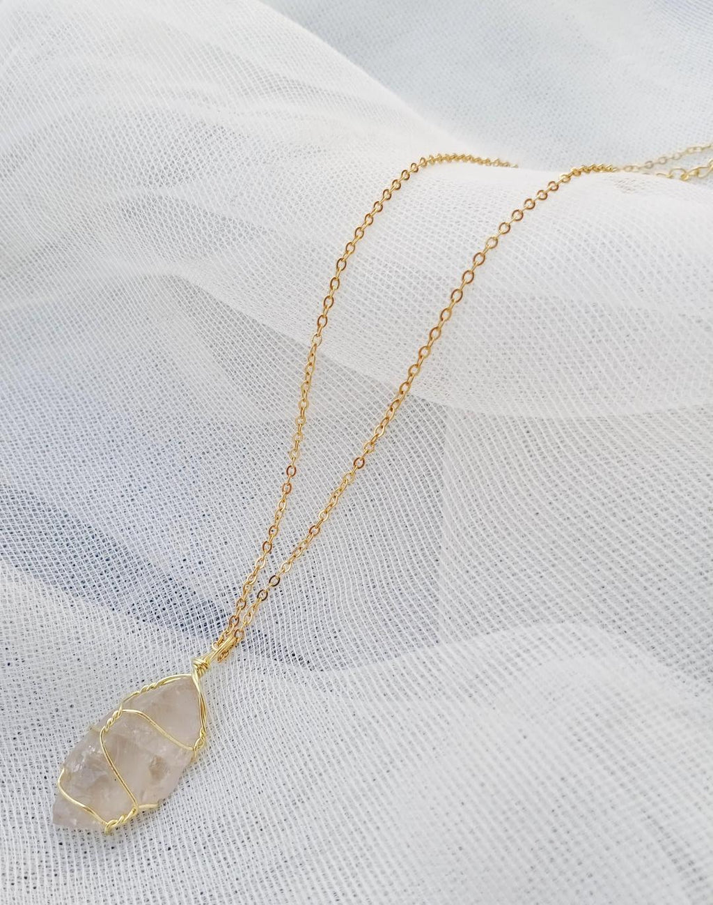 Funky Gold Plated Gemstone Pendant Necklace - Adjustable Unisex Design