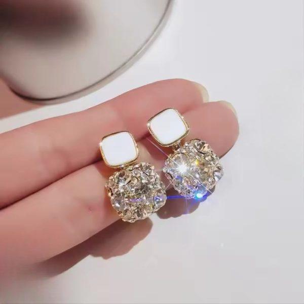 Fashion Rhinestone Square Earrings For Women (PJT-984)