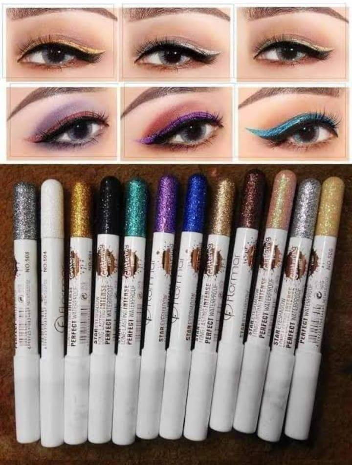 Multicolor Glitter Eye Pencil - 6 Pcs of Shimmery Glam