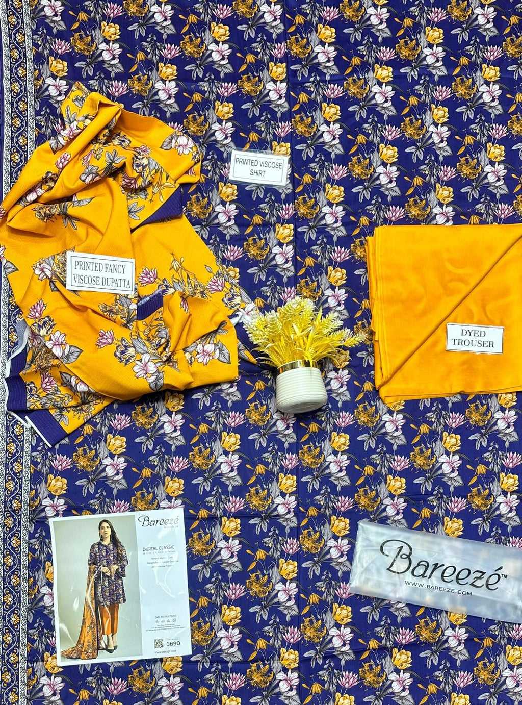 Stunning Viscose Printed Suit - 3 Pcs in Blue