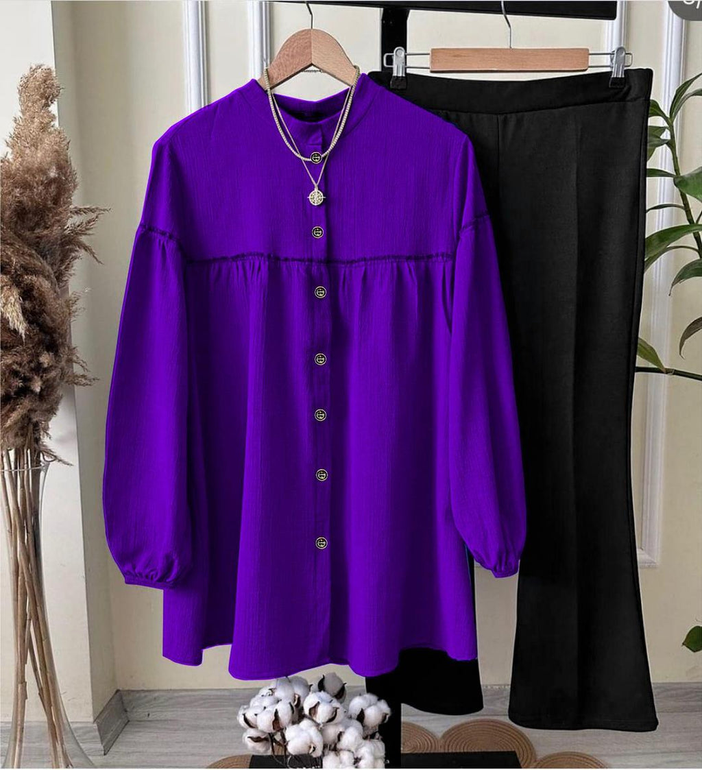 Stylish Women's Stitched Georgette Shirt And Trouser Set - 2 Pcs