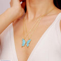 Adjustable Butterfly Design Necklace for Women - 1 Pc in Blue, White, and Pink
