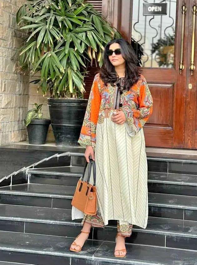 Stylish Women's Stitched Printed Shirt And Trouser Set - 2 Pcs
