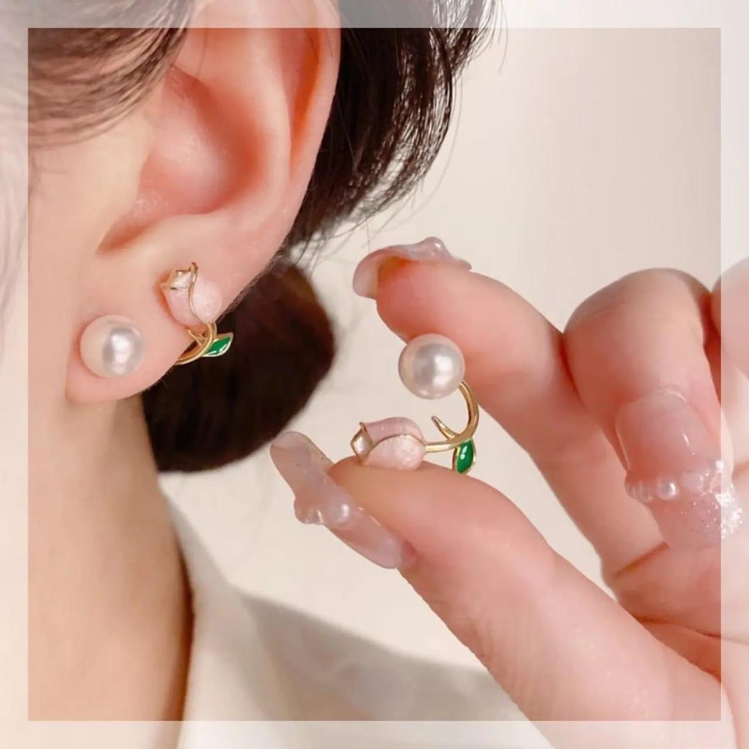 Flower Design Gold Plated Pearl Earrings