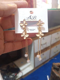 Butterfly Hanging Gold Plated Artificial Stones Earrings