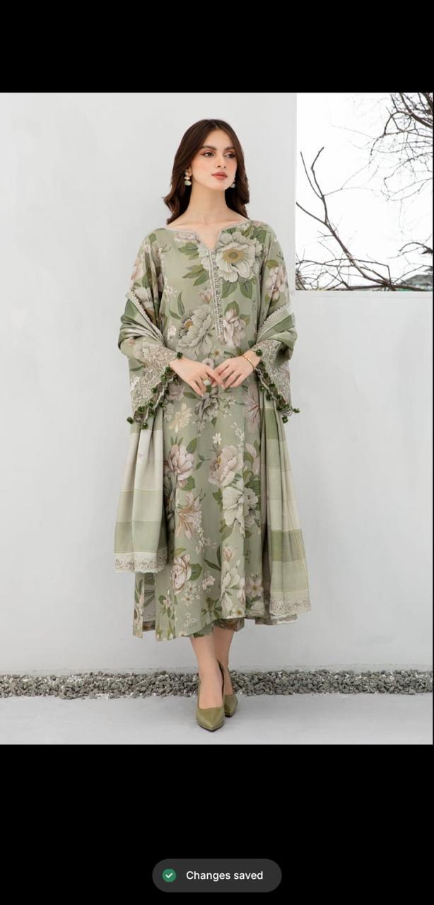 3 Pcs Women's Unstitched Viscose Digital Print Suit