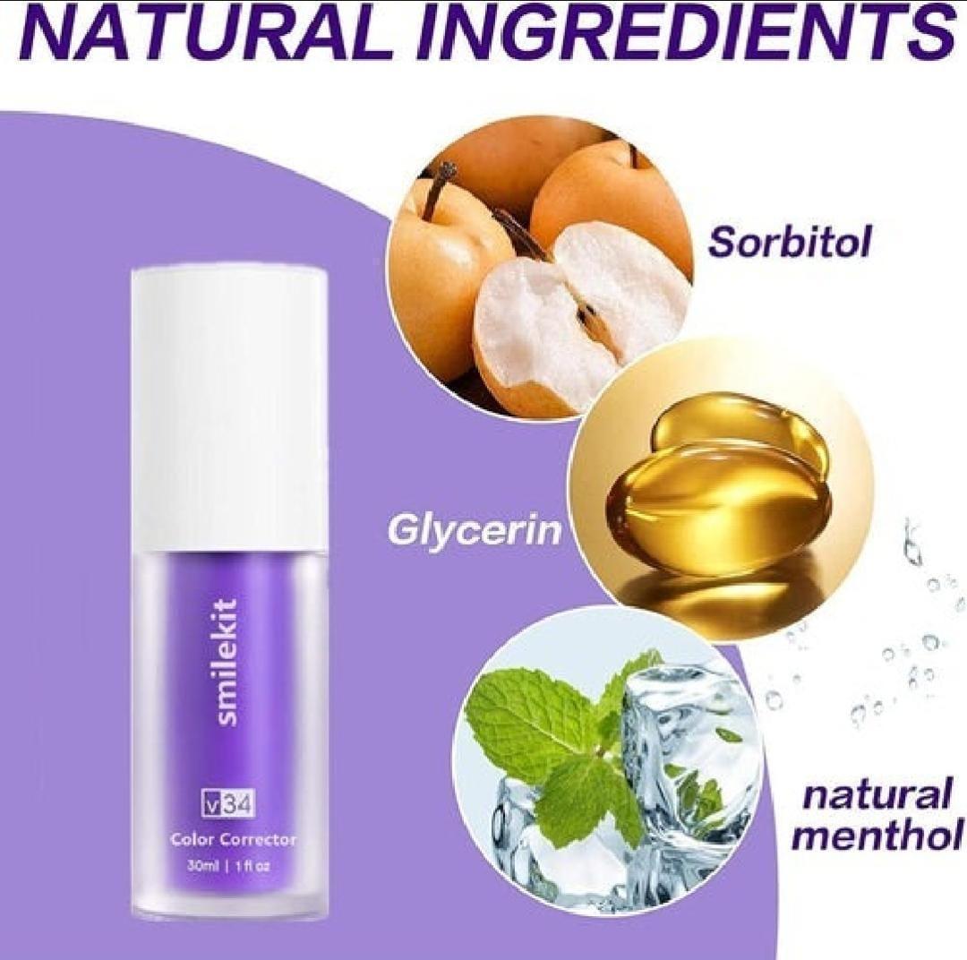 Teeth Whitening Purple Toothpaste - V34 Colour Corrector Serum 30ml