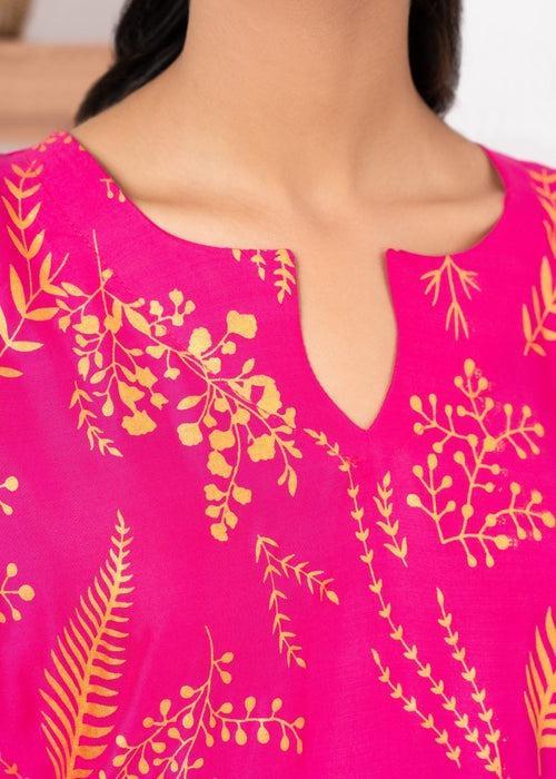 Stylish Women's Stitched Printed Shirt and Trouser Set, 2 Pcs, Arabic Linen