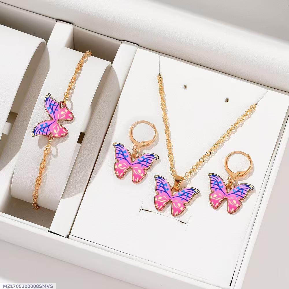 3 Pcs Gold Plated Necklace And Bracelet Set
