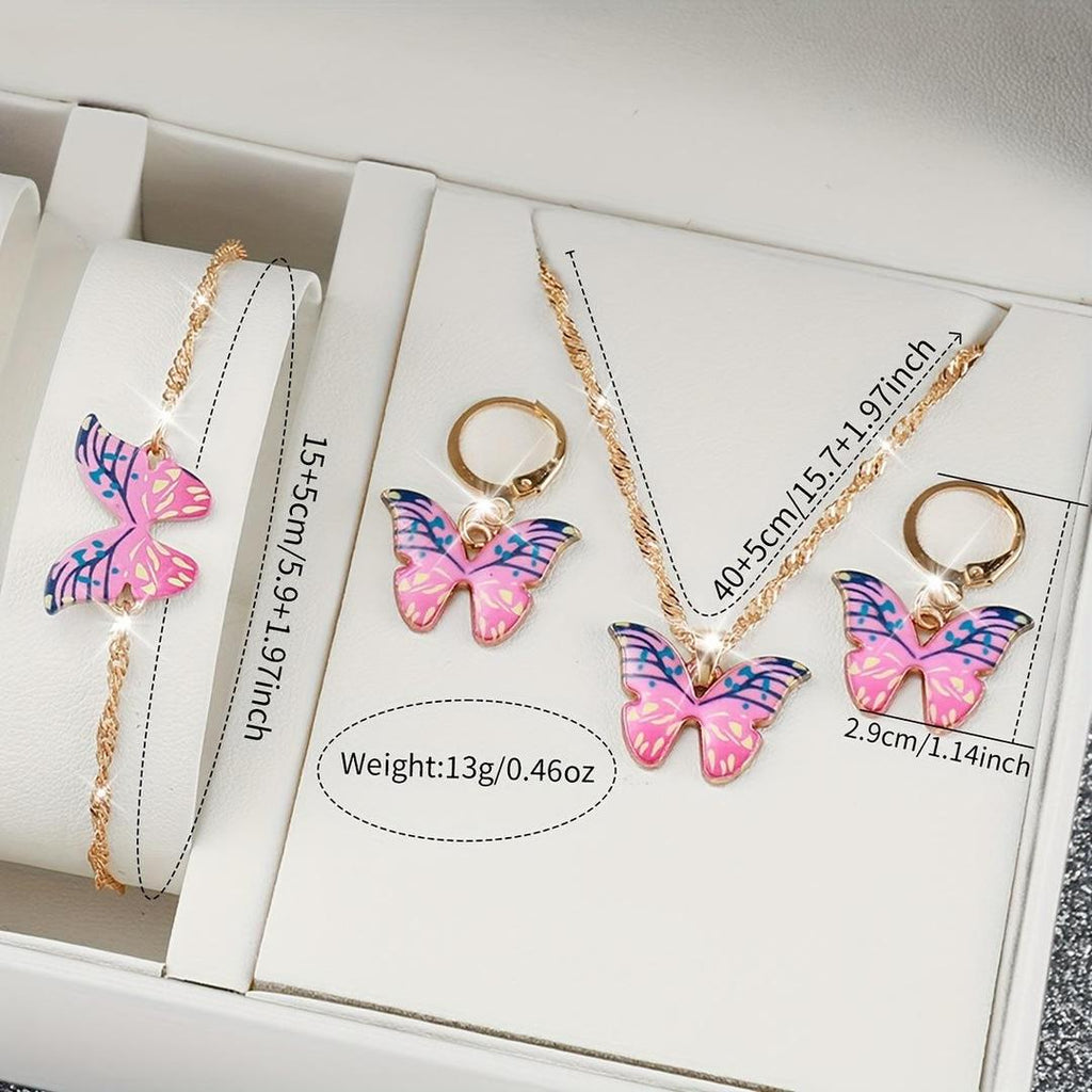 3 Pcs Gold Plated Necklace And Bracelet Set