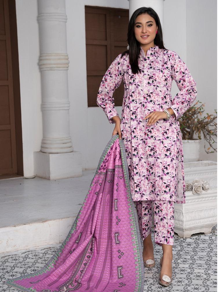 3 Pcs Women's Unstitched Khaddar Printed Suit