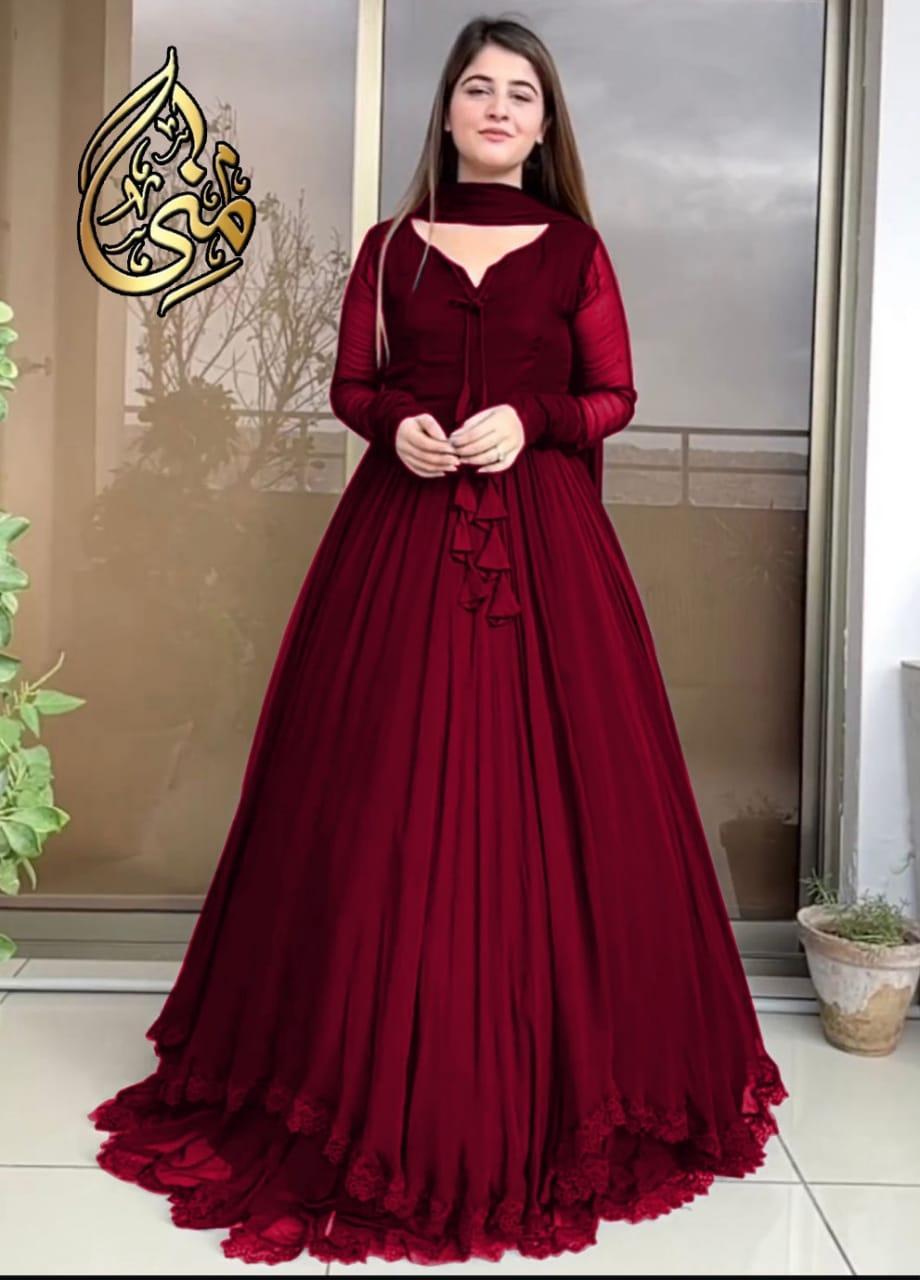 3 Pcs Women's Stitched Chiffon Embroidered Maxi Suit