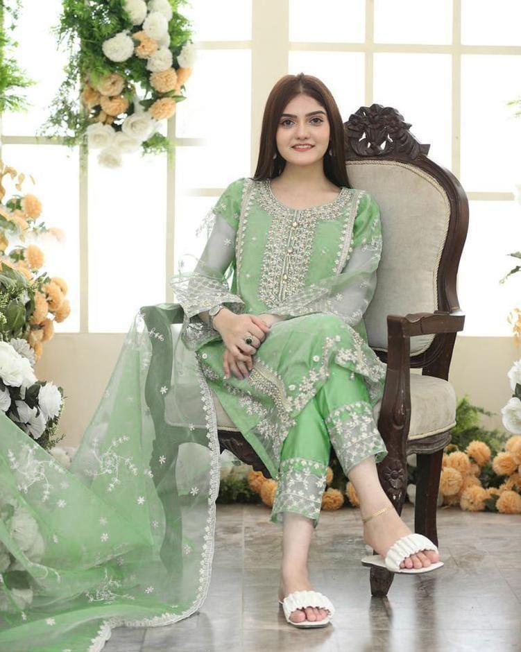 Elegant Women's Stitched Embroidered Suit Set - 3 Pcs